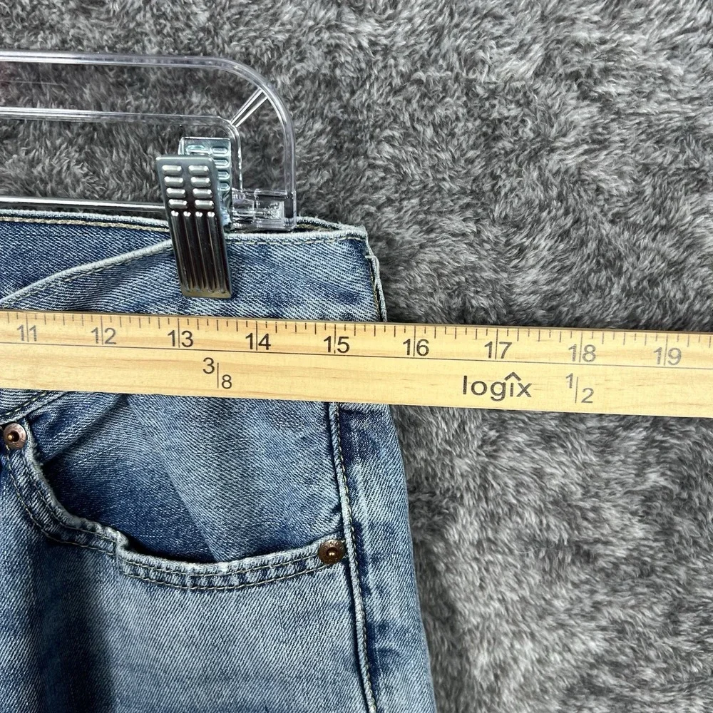 Levis 505 Jeans Mens 31x32 (31x30) Blue Classic Straight Leg Denim Distressed - Picture 2 of 10